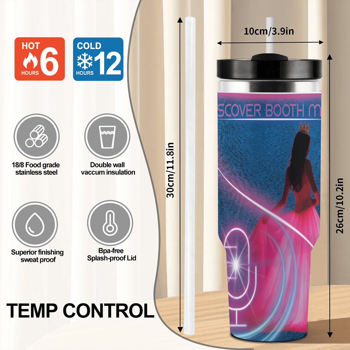 40oz Tumbler with Handle and Straw (Made in USA)