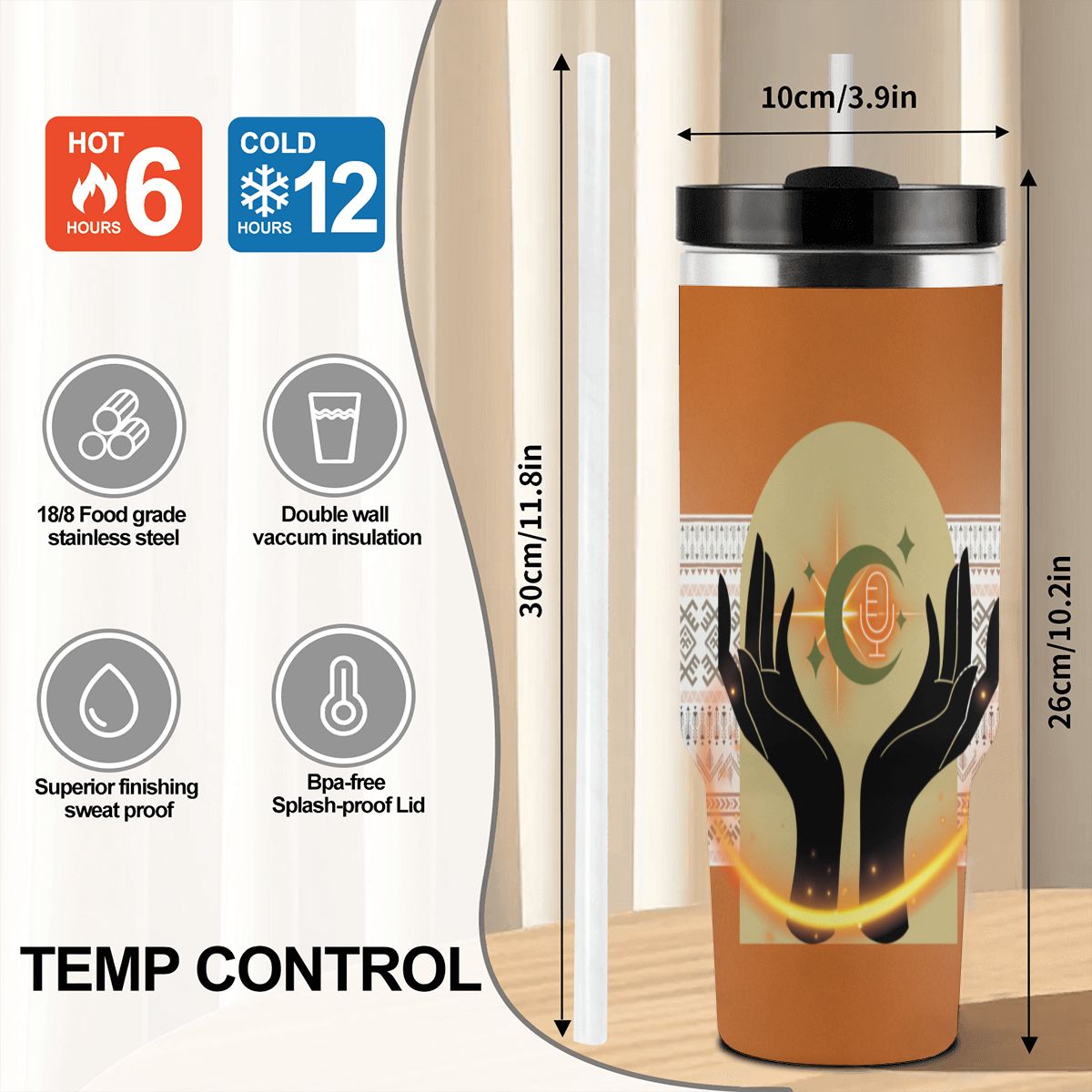 40oz Tumbler with Handle and Straw (Made in USA)