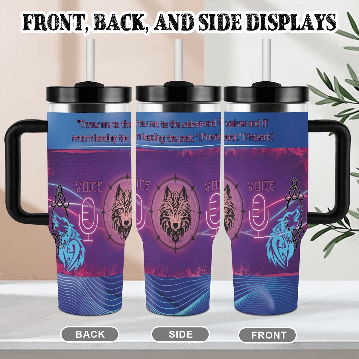 40oz Tumbler with Handle and Straw (Made in USA)