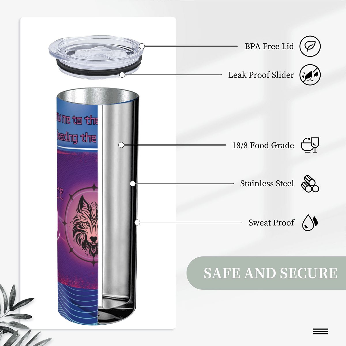 20oz Straight Stainless Steel Tumbler with Straw