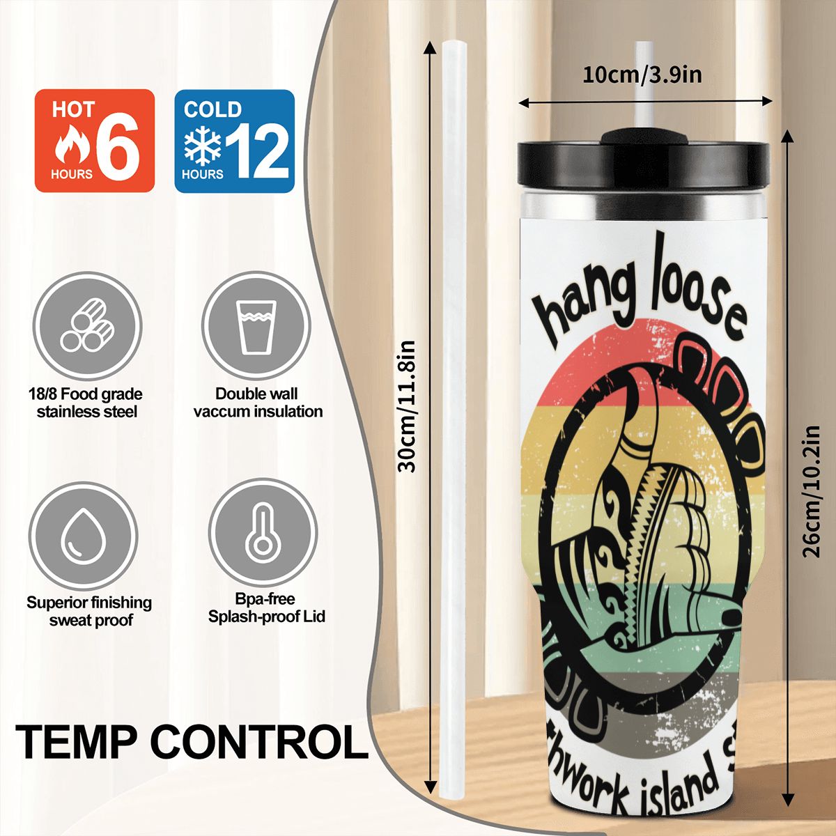 40oz Tumbler with Handle and Straw (Made in USA)