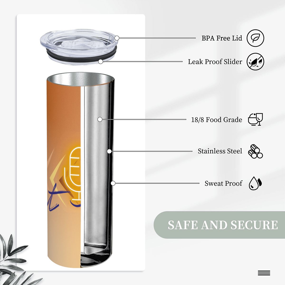 20oz Straight Stainless Steel Tumbler with Straw