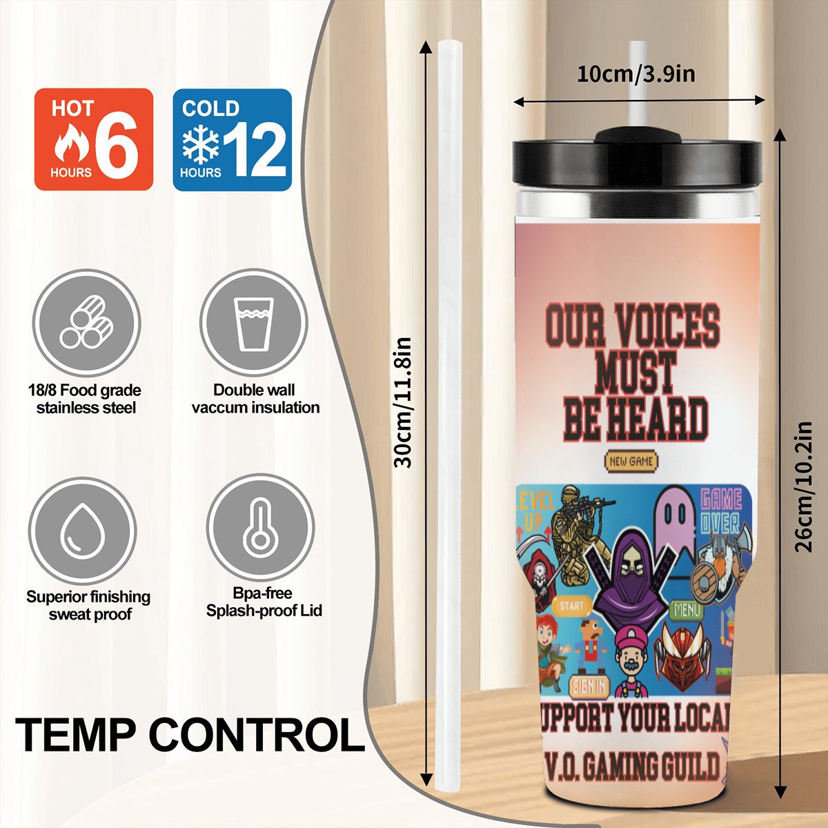 40oz Tumbler with Handle and Straw (Made in USA)