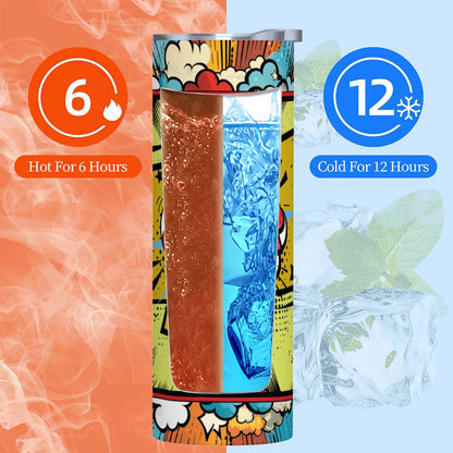 20oz Straight Stainless Steel Tumbler with Straw（Made in USA)