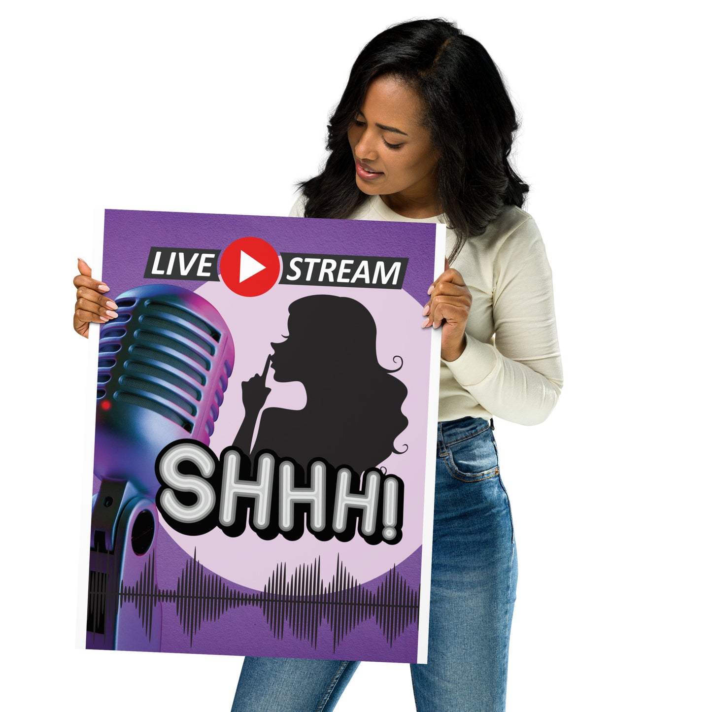 Shhh...Live Stream Thick Matte Accent Work Poster