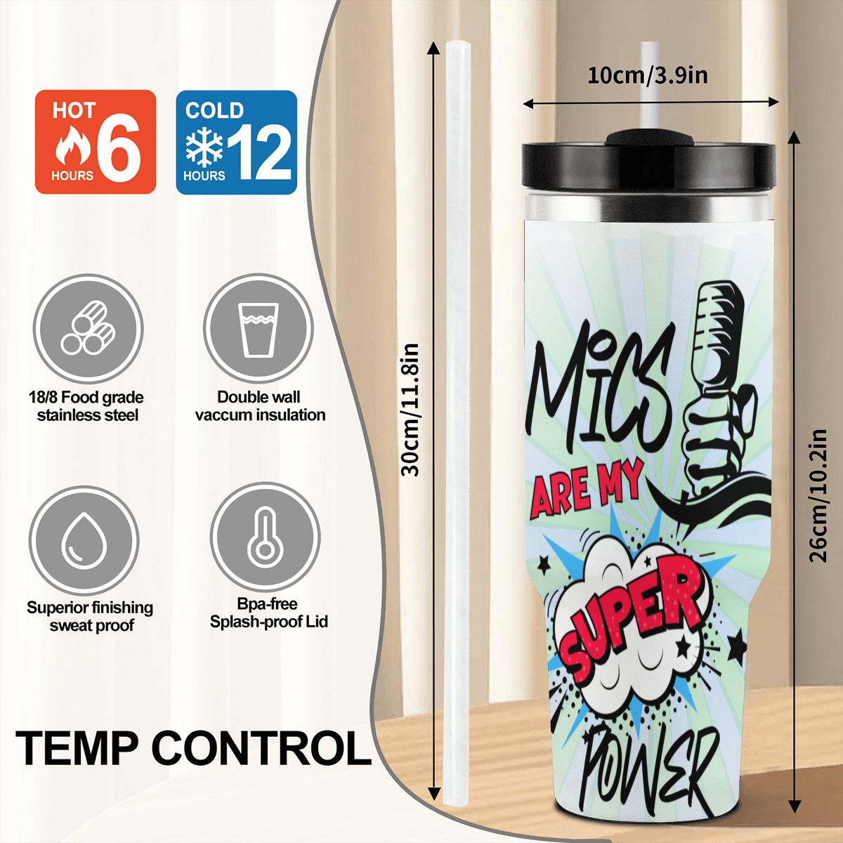 40oz Tumbler with Handle and Straw (Made in USA)