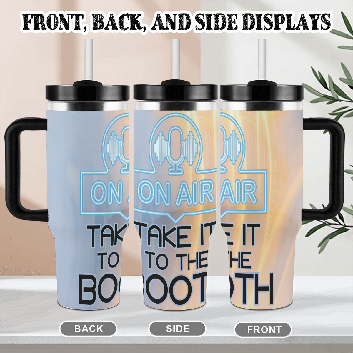 40oz Tumbler with Handle and Straw (Made in USA)