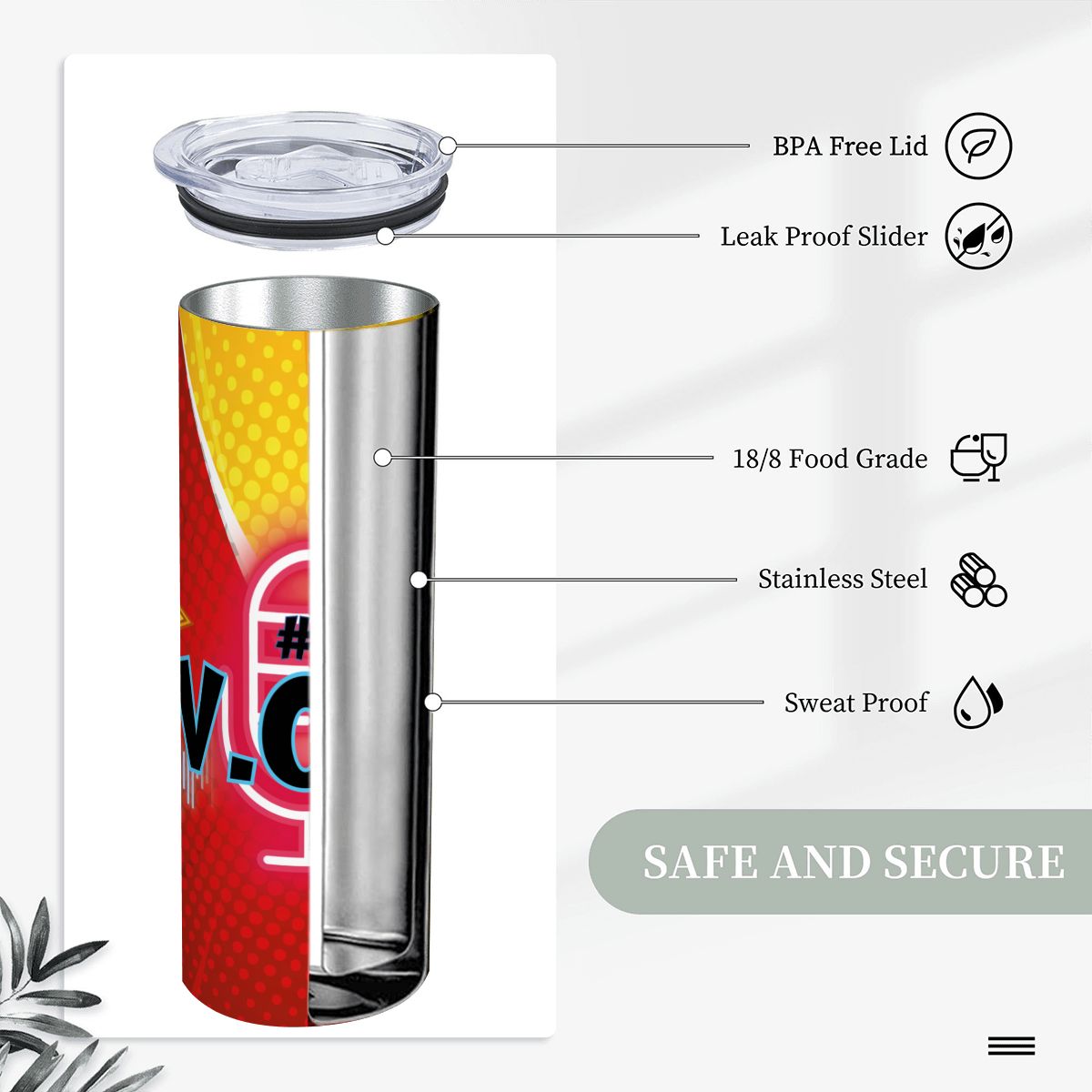 20oz Straight Stainless Steel Tumbler with Straw（Made in USA)