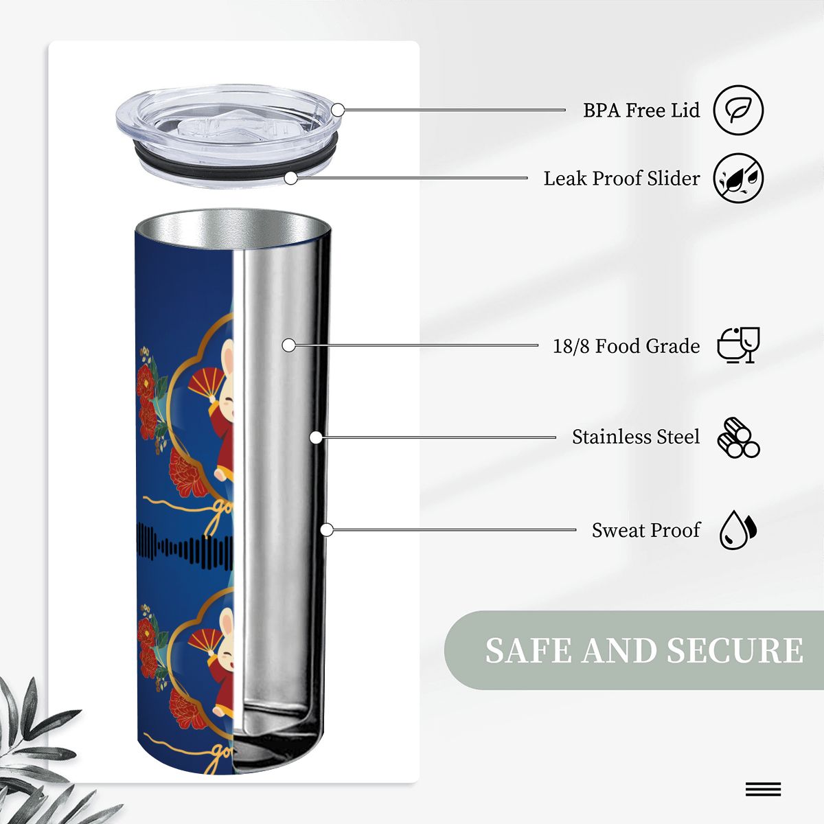 20oz Straight Stainless Steel Tumbler with Straw（Made in USA)