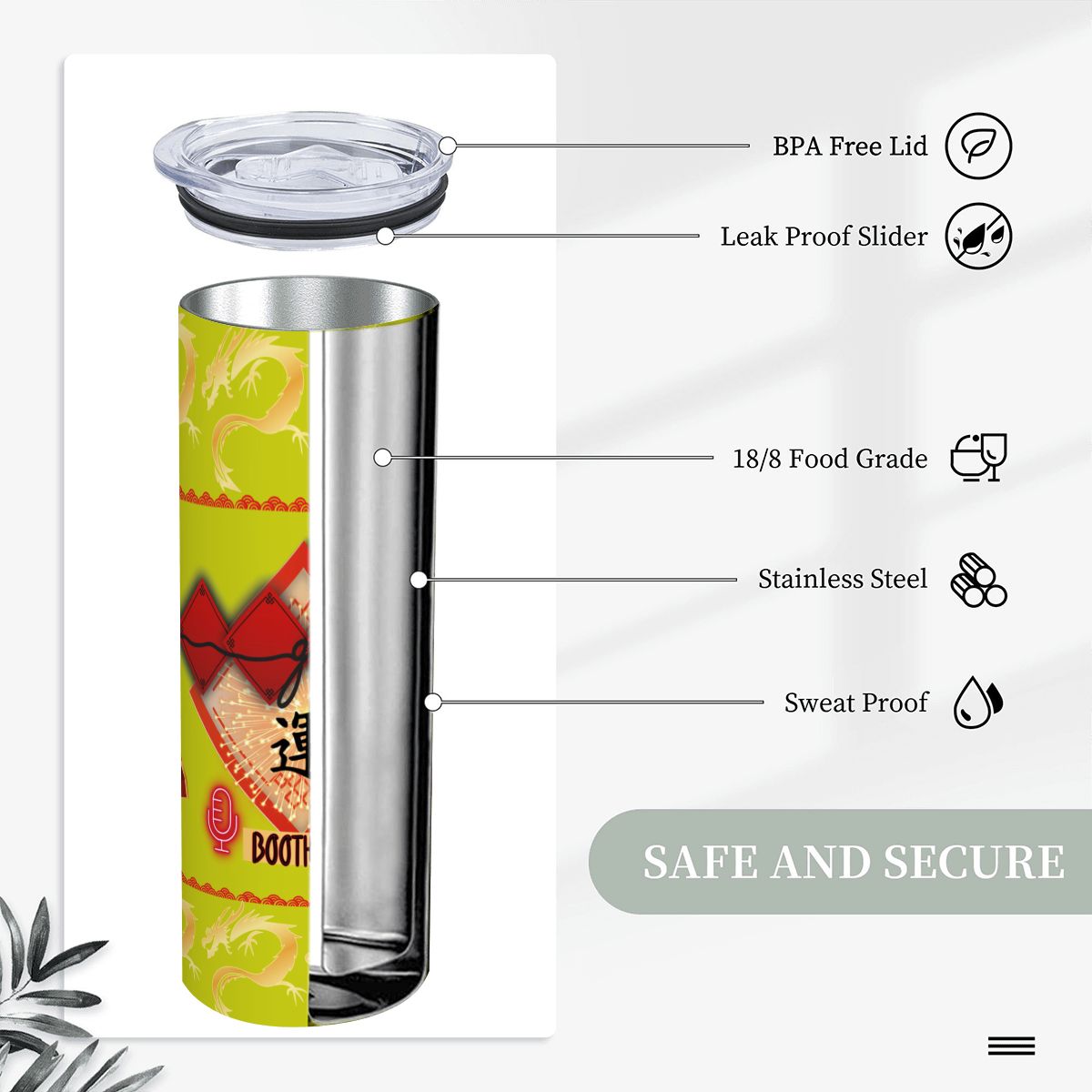 20oz Straight Stainless Steel Tumbler with Straw（Made in USA)