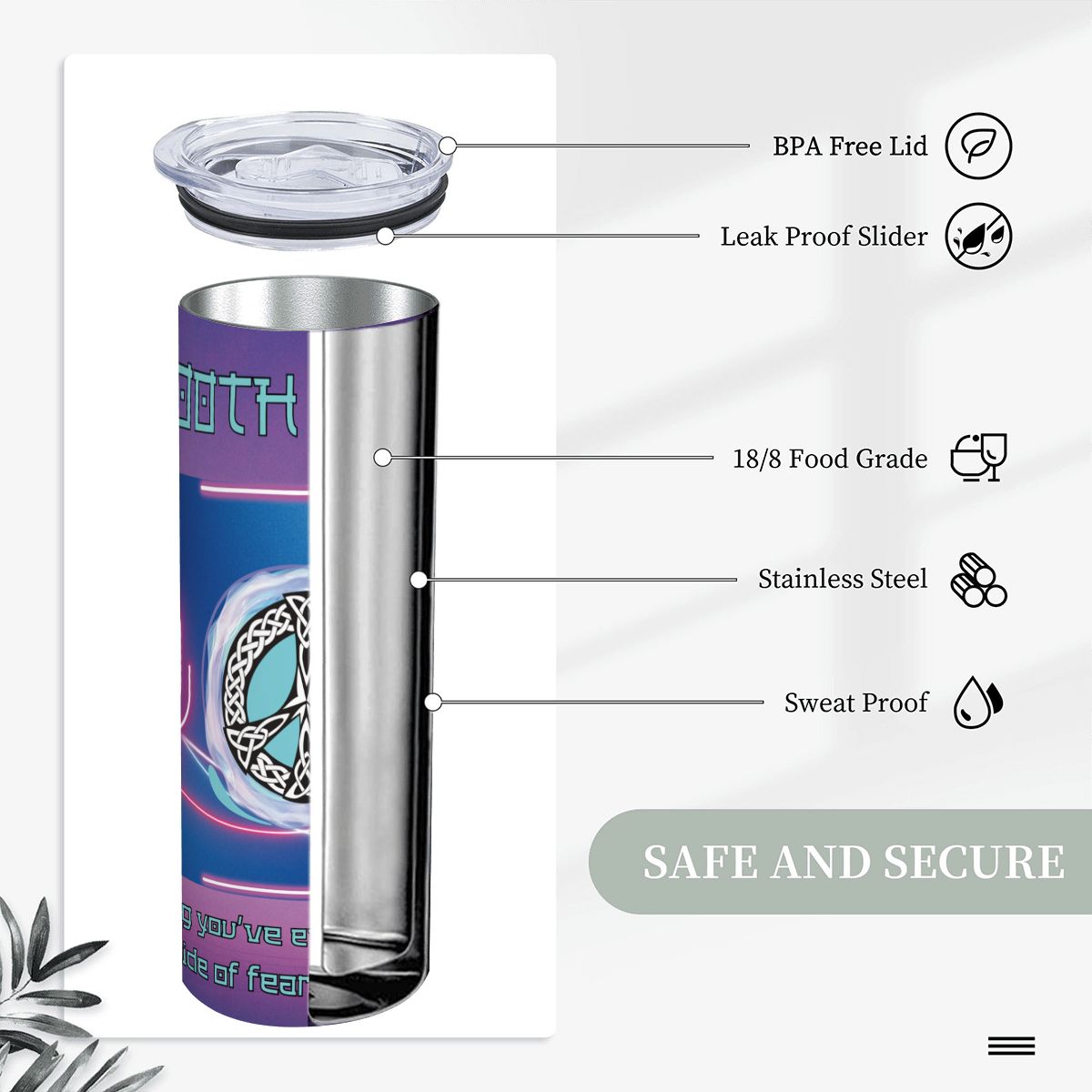 20oz Straight Stainless Steel Tumbler with Straw