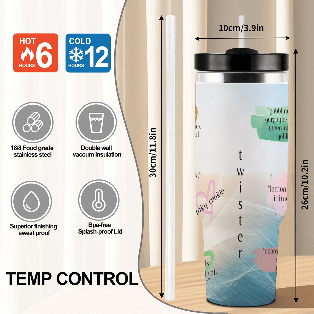 40oz Tumbler with Handle and Straw (Made in USA)