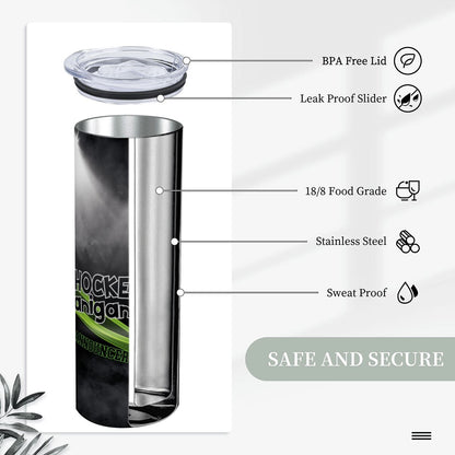 VOICE: HOCKEY STYLE: 20oz Straight Stainless Steel Tumbler with Straw