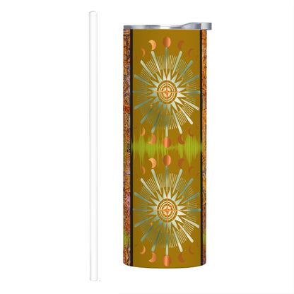 20oz Straight Stainless Steel Tumbler with Straw（Made in USA)