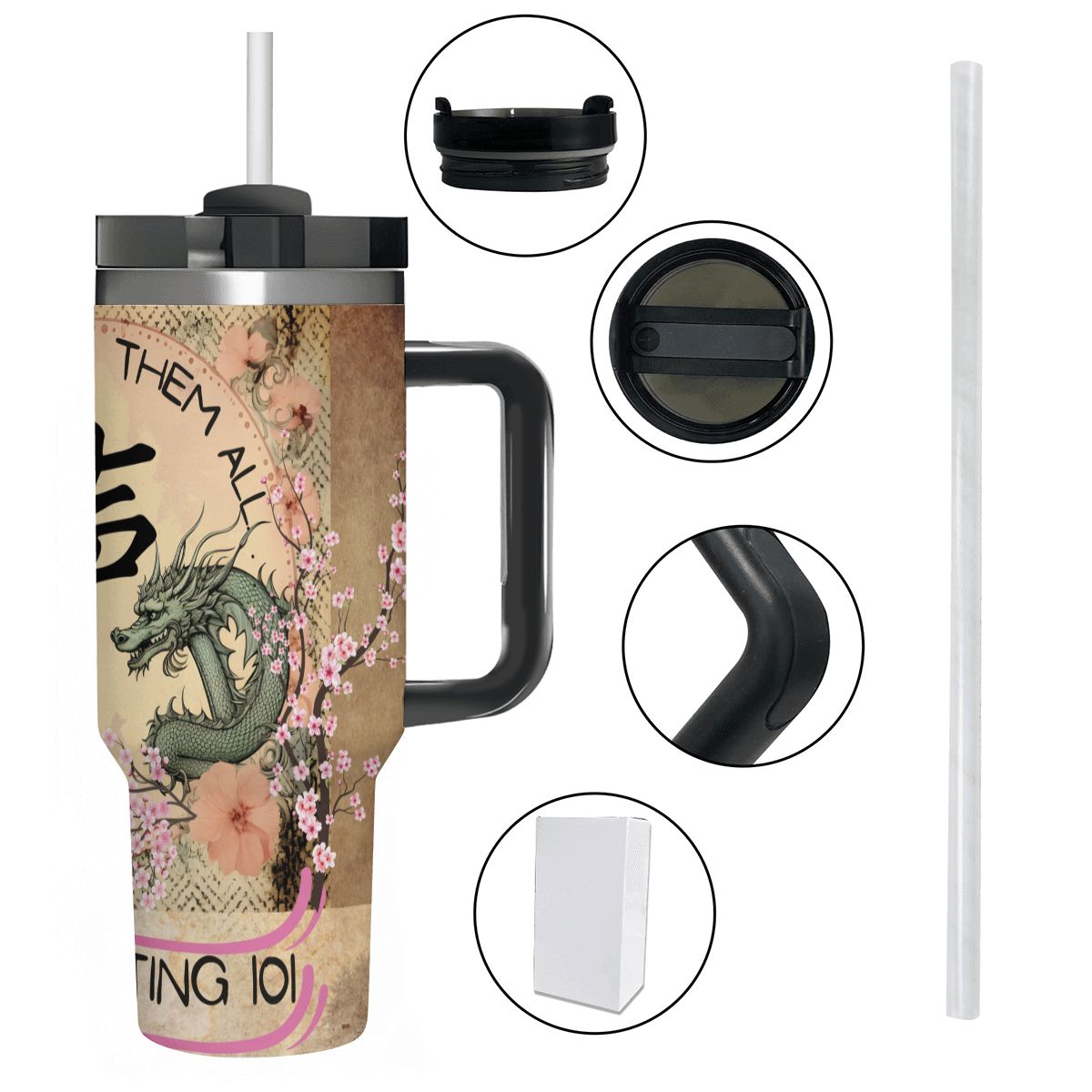 40oz Tumbler with Handle and Straw (Made in USA)