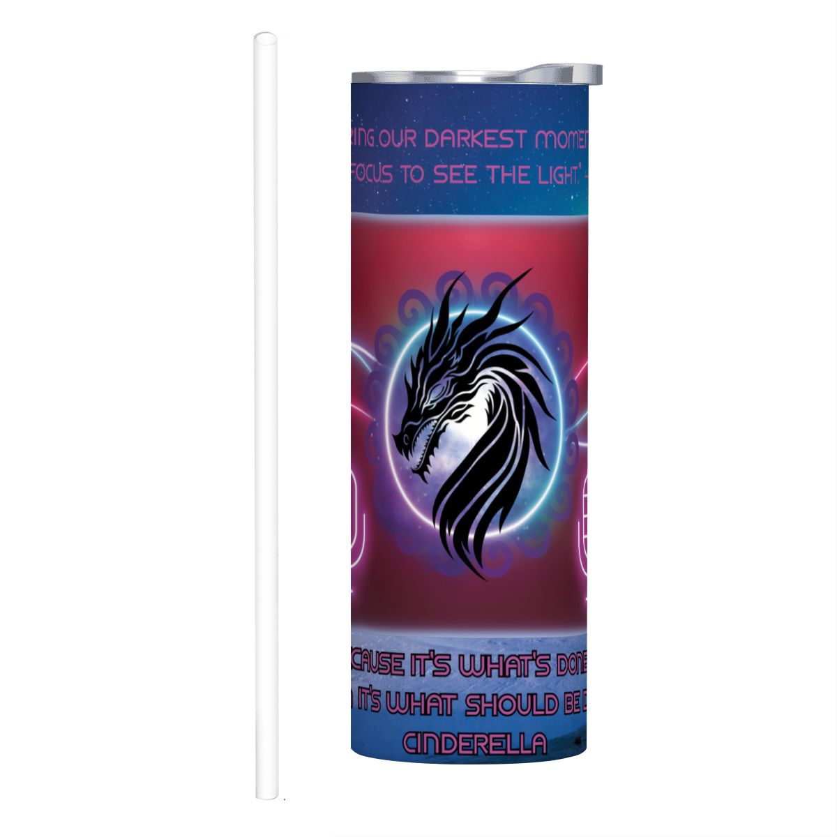 20oz Straight Stainless Steel Tumbler with Straw（Made in USA)