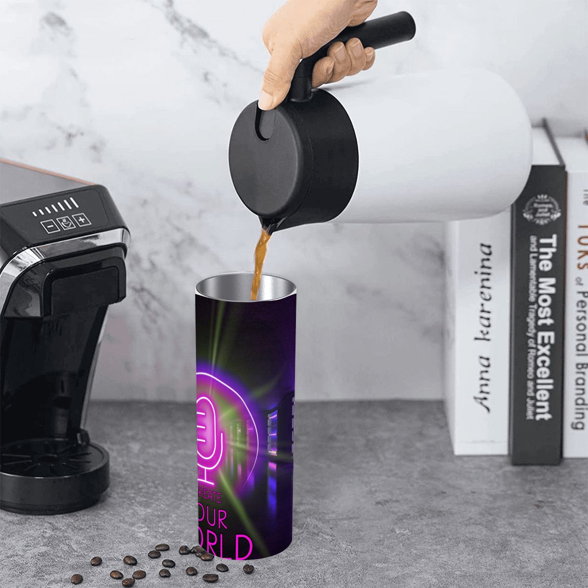 20oz Straight Stainless Steel Tumbler with Straw