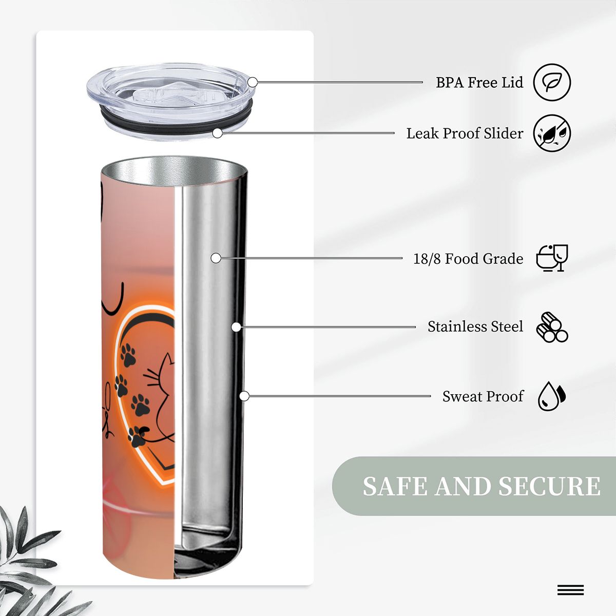 20oz Straight Stainless Steel Tumbler with Straw