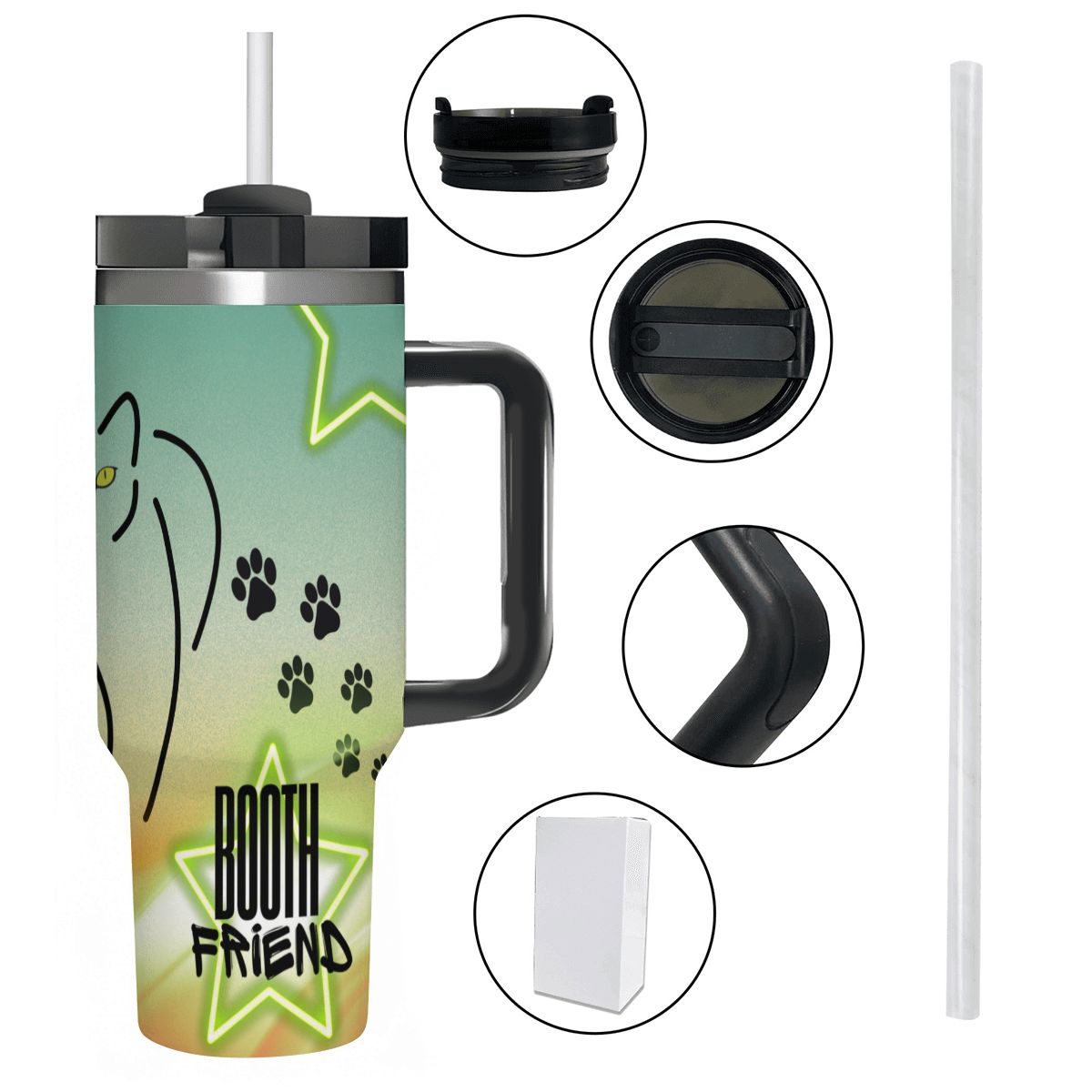 40oz Tumbler with Handle and Straw (Made in USA)