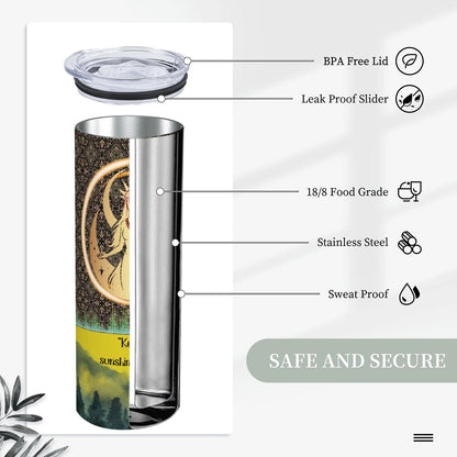 20oz Straight Stainless Steel Tumbler with Straw（Made in USA)