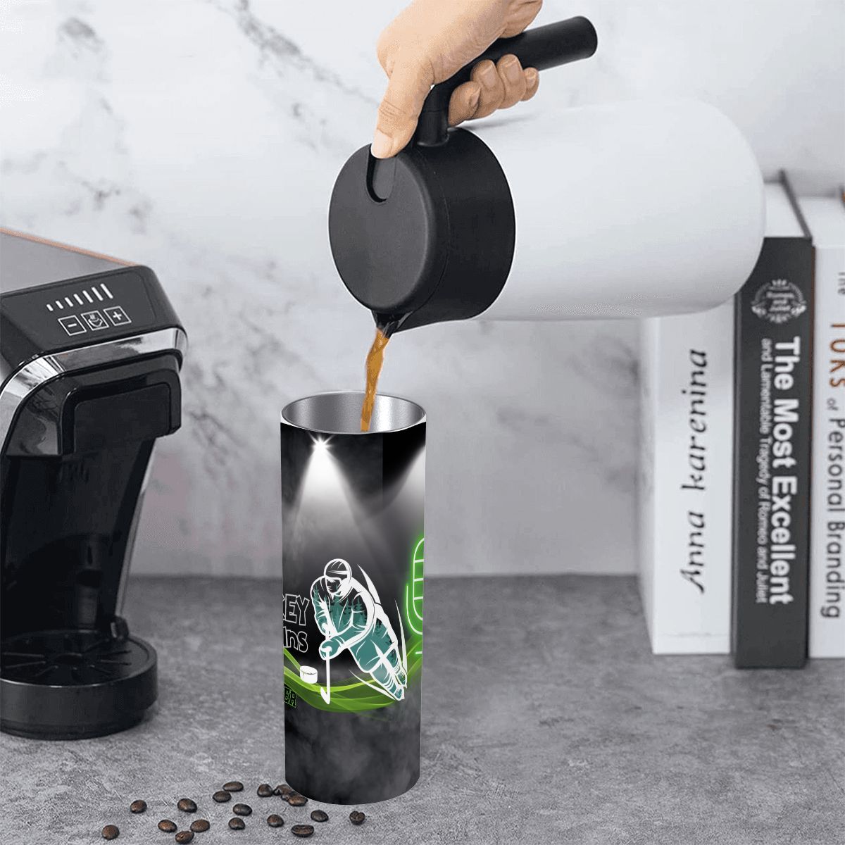 VOICE: HOCKEY STYLE: 20oz Straight Stainless Steel Tumbler with Straw