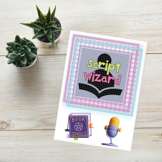 Script Wizard Voice Over Actor: Kiss Cut Sticker Sheet Large 4"