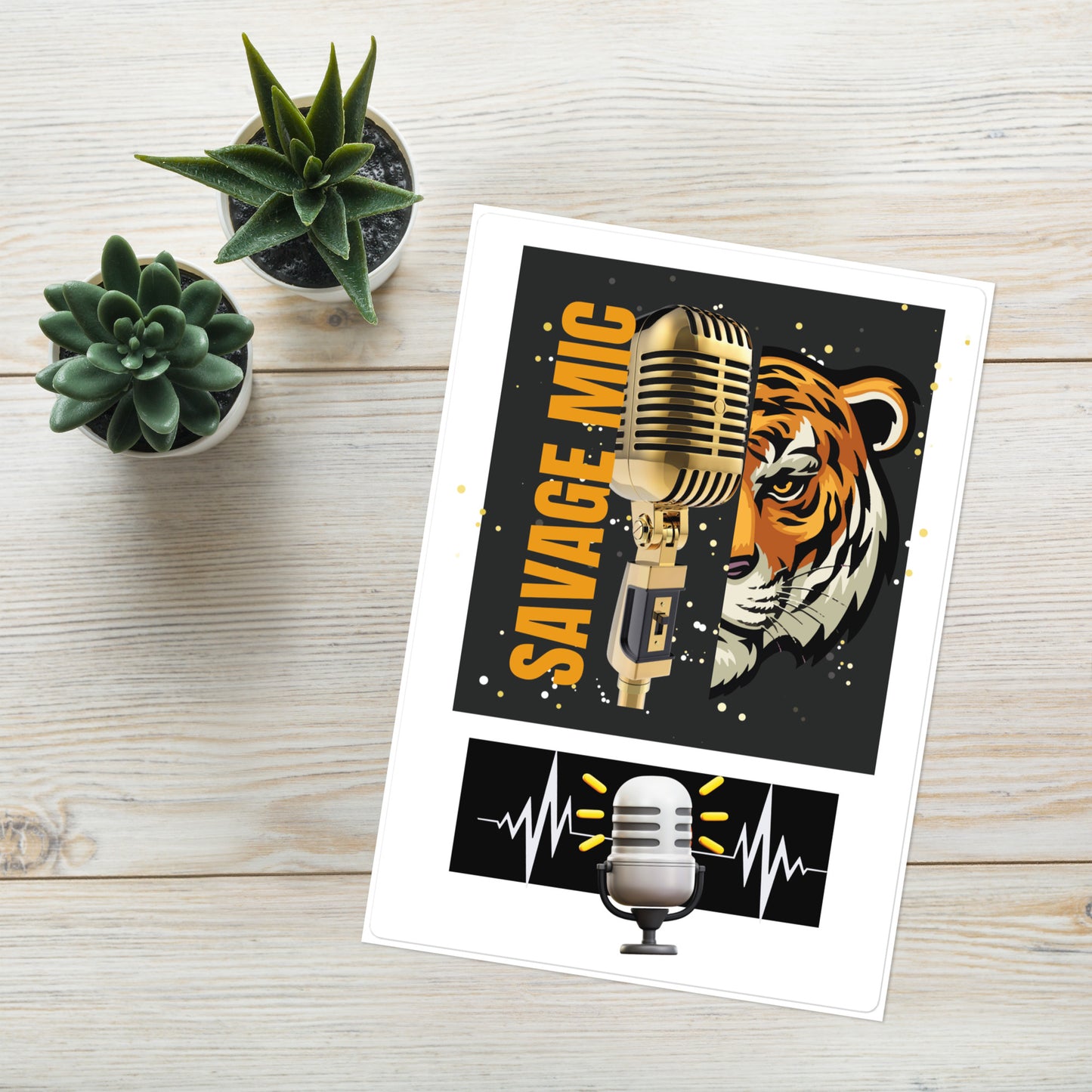 Savage Mic Tiger Voice Over Actor: Kiss Cut Sticker Sheet Large 6"