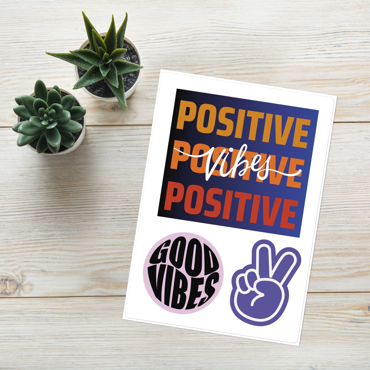 Positive Vibes Affirmation Quotes: Kiss Cut Sticker Sheet 4"