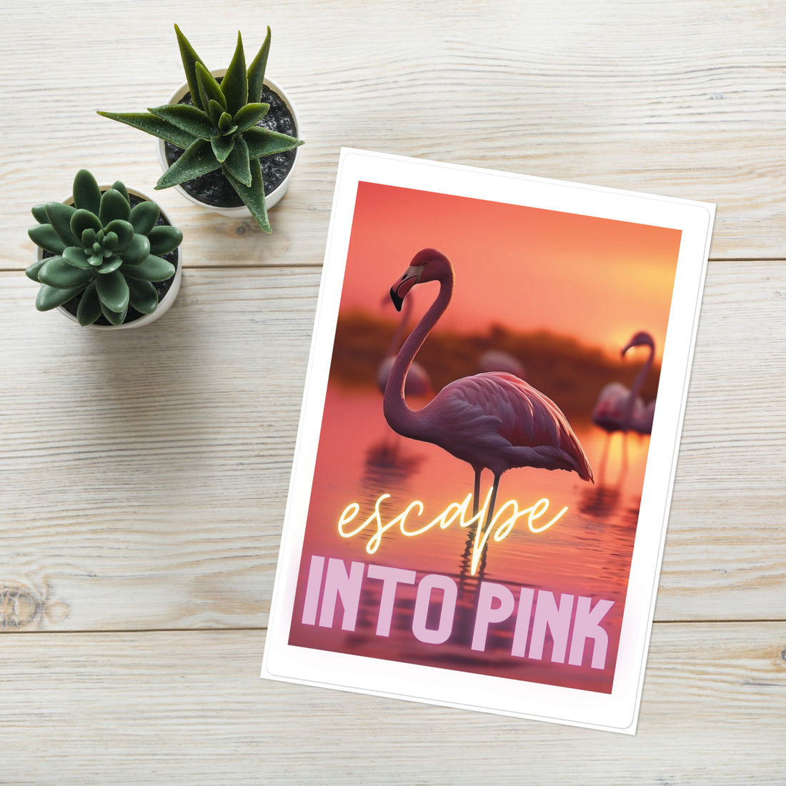 Escape Into Pink: Flamingo: Kiss Cut Sticker Sheet Large 7&quot;