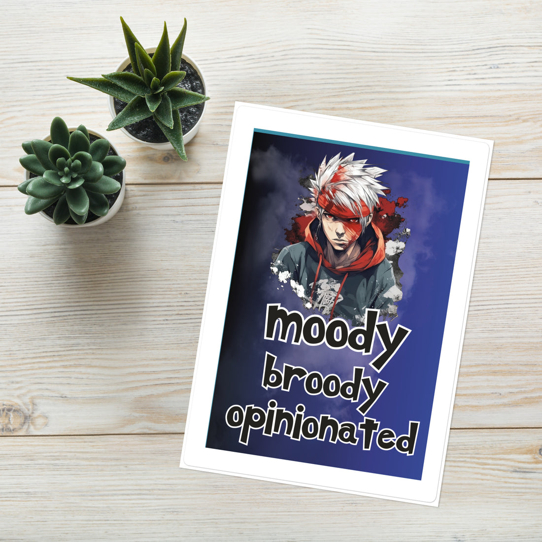 Anime Moody Broody Blue: Kiss Cut Sticker Sheet 7&quot;