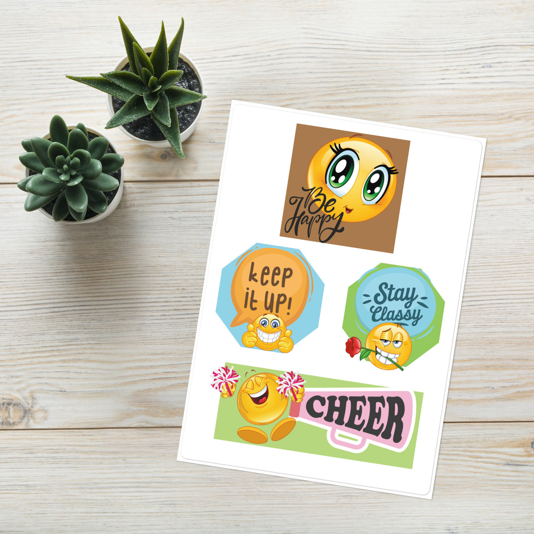 Cheer Squad Emoj Motivational: Kiss Cut Sticker Sheet