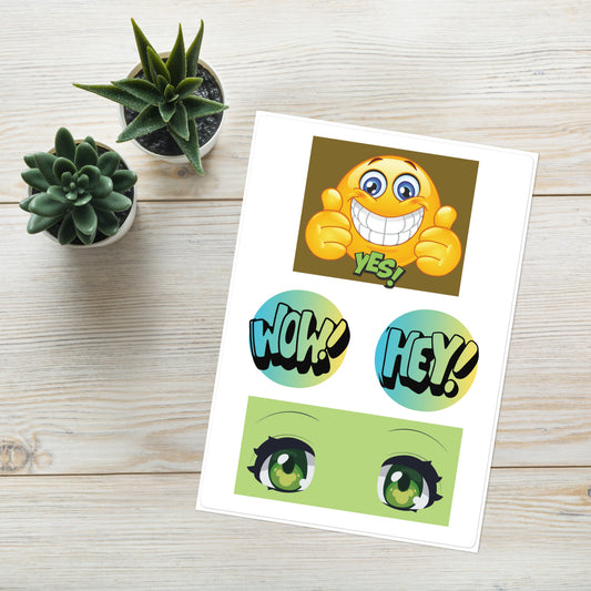 Anime Eyes Emoji Motivational: Kiss Cut Sticker Sheet