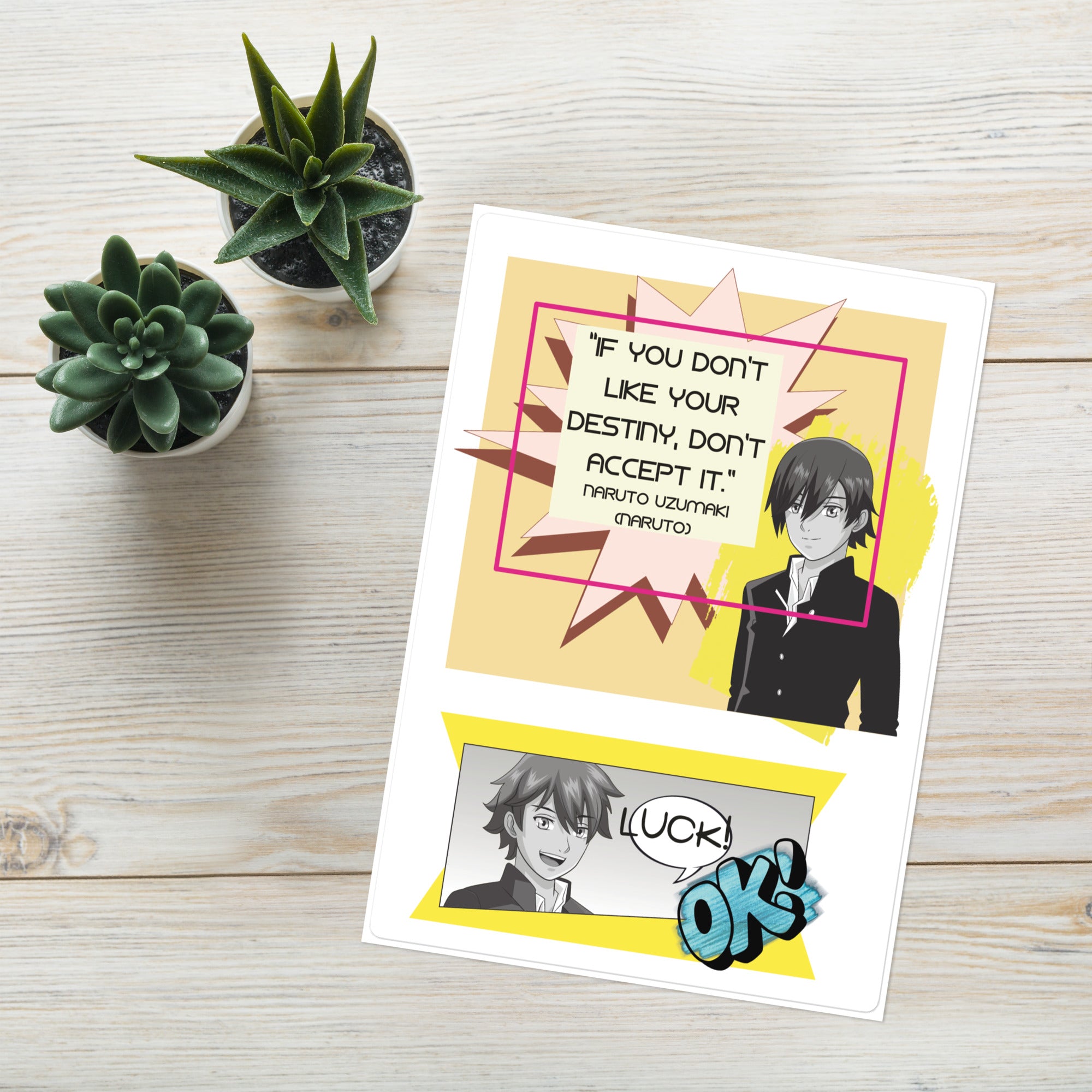 Anime Manga Fan Quotes Motivational: Kiss Cut Sticker Sheet 5&quot;