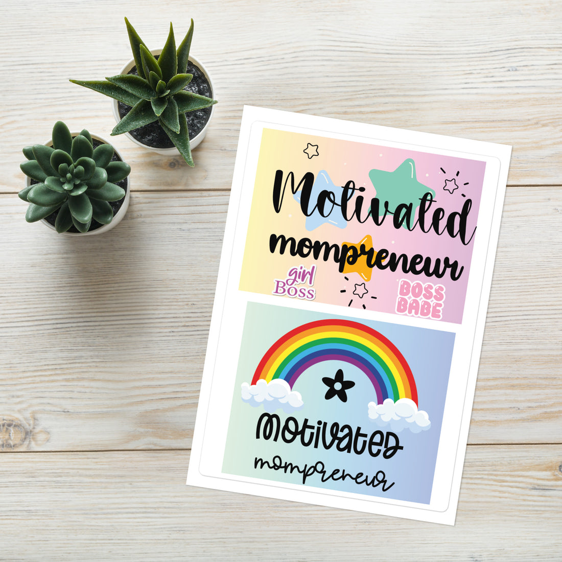 Mom...preneur Motivational Quote: Kiss Cut Sticker Sheet