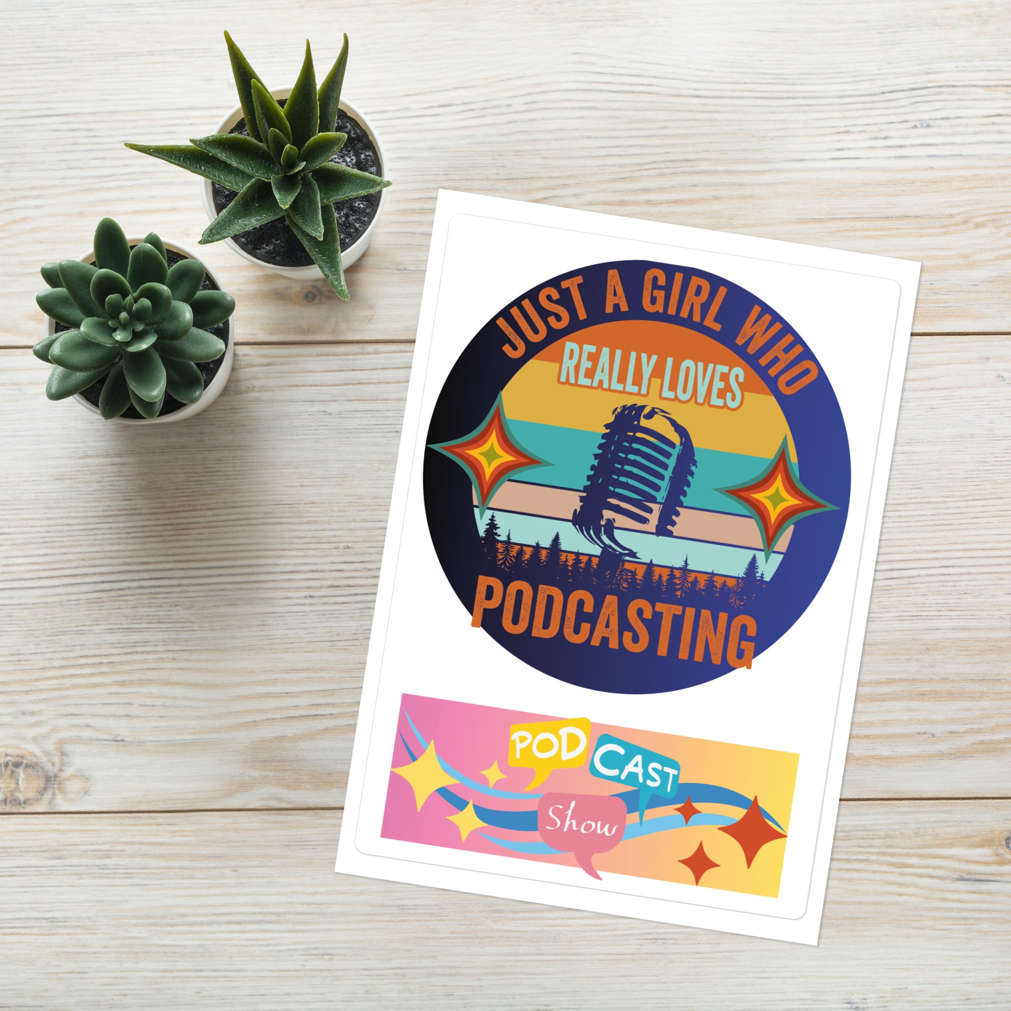 Girl Who Loves Podcasting: Kiss Cut Sticker Sheet Large