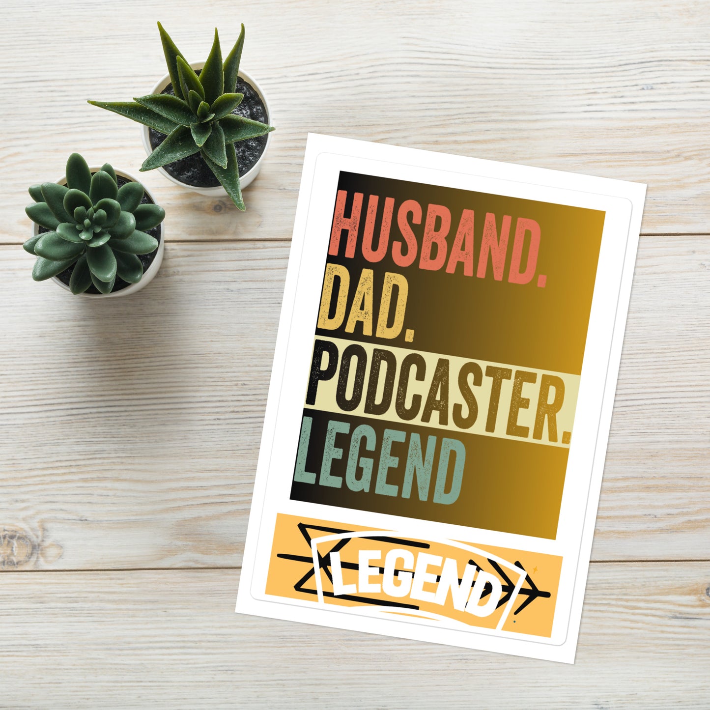 Husband Dad Podcaster Legend: Kiss Cut Sticker Sheet Large