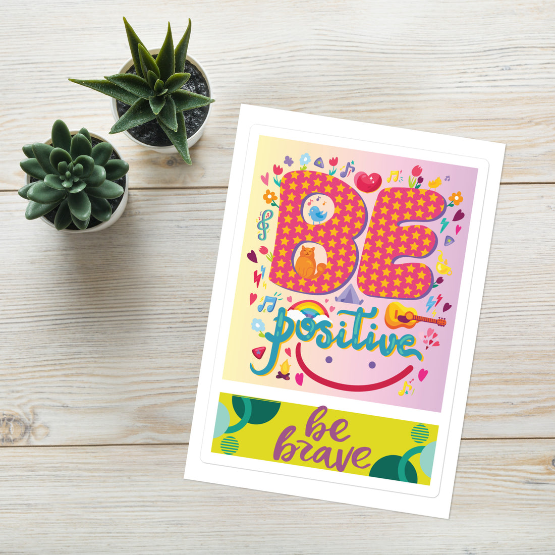 Be Positive Motivational Affirmation: Kiss Cut Sticker Sheet Large