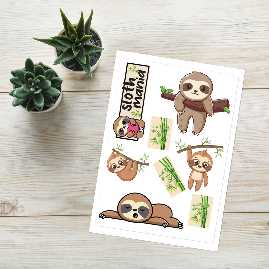 Sloth Cute Cuddly: Kiss Cut Sticker Sheet