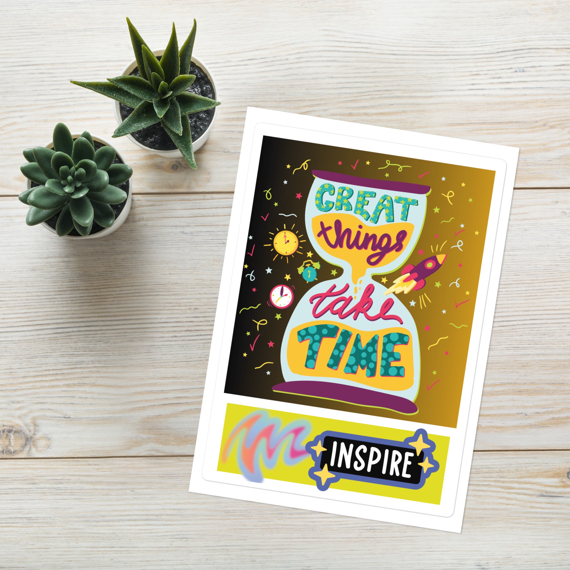 Great Things Motivational Affirmation: Kiss Cut Sticker Sheet 7&quot;