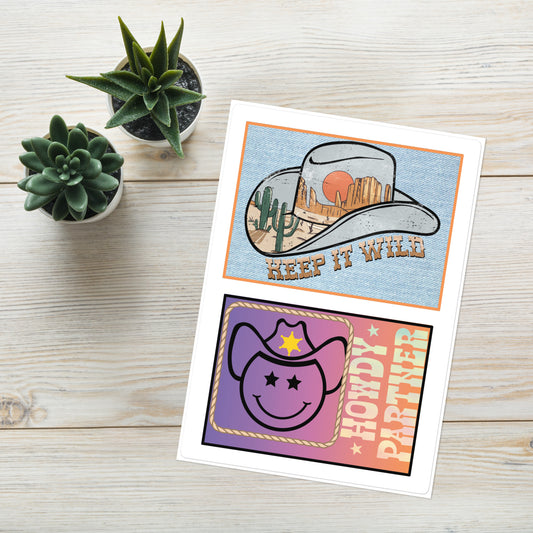 Country Western Cactus Cowboy Designs: Kiss Cut Sticker Sheet Large