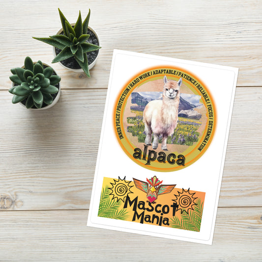 Mascot Totem Spirit Animal Guides Kiss Cut Sticker Alpaca: Large