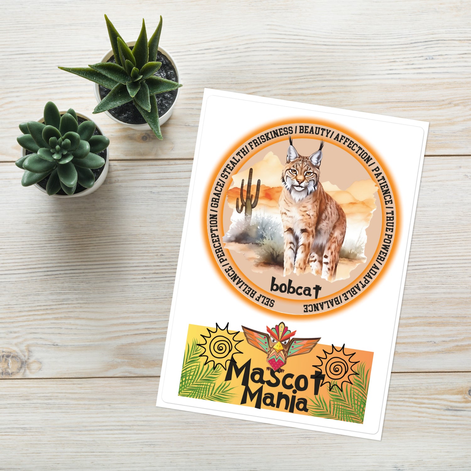 Mascot Totem Spirit Animal Guides Kiss Cut Sticker Bobcat: Large