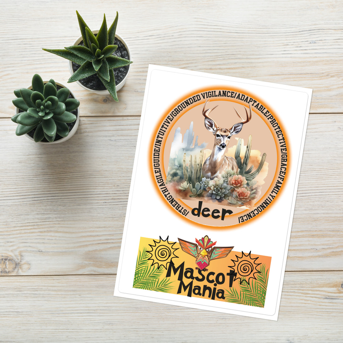 Mascot Totem Spirit Animal Guides Kiss Cut Sticker Deer: Large