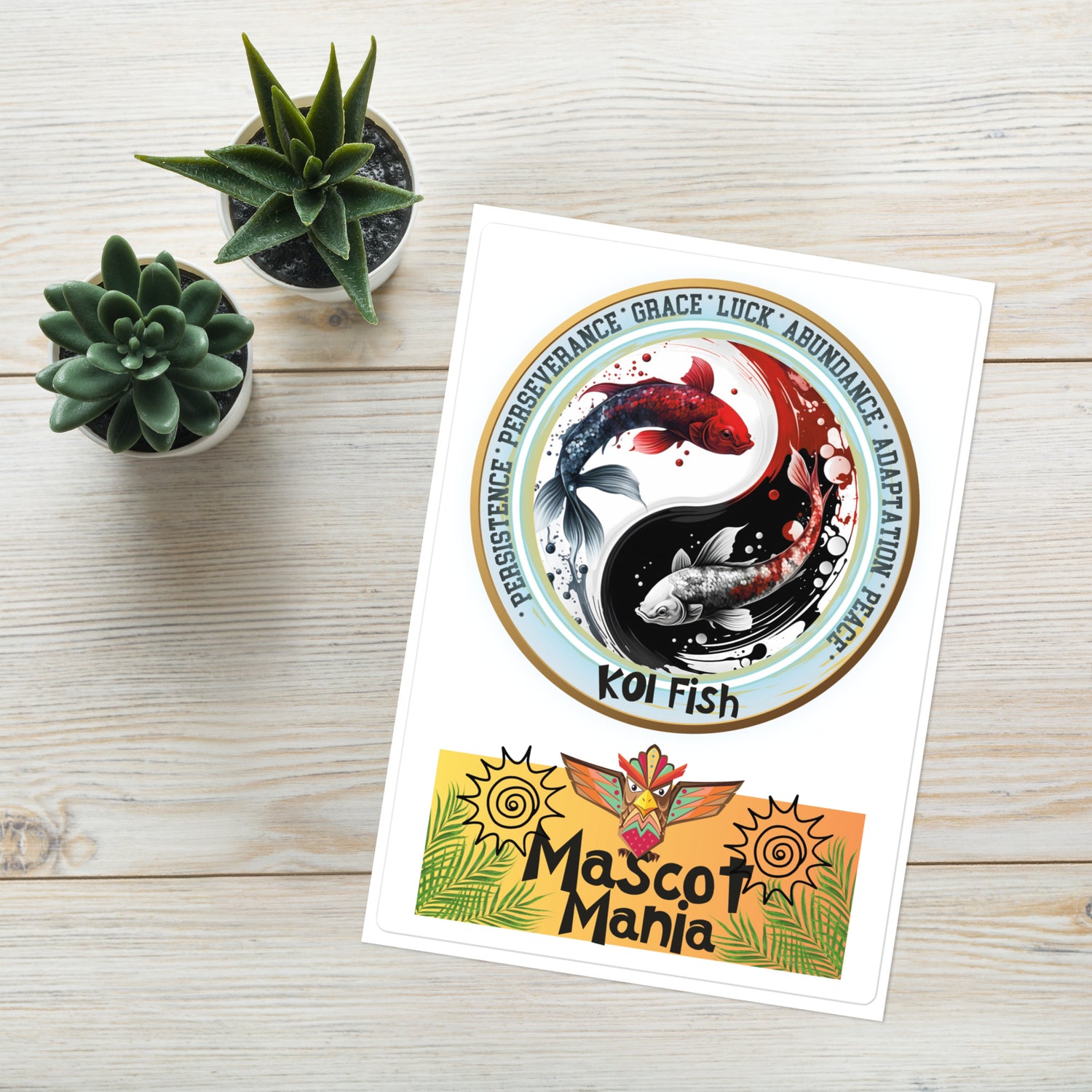 Mascot Totem Spirit Animal Guides Kiss Cut Sticker Koi Fish: Large