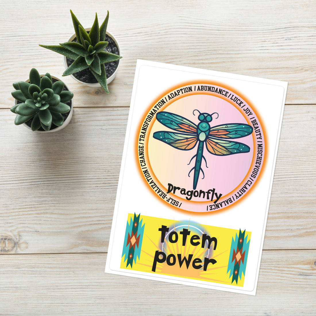 Mascot Totem Spirit Animal Guides Kiss Cut Sticker Dragonfly: Large