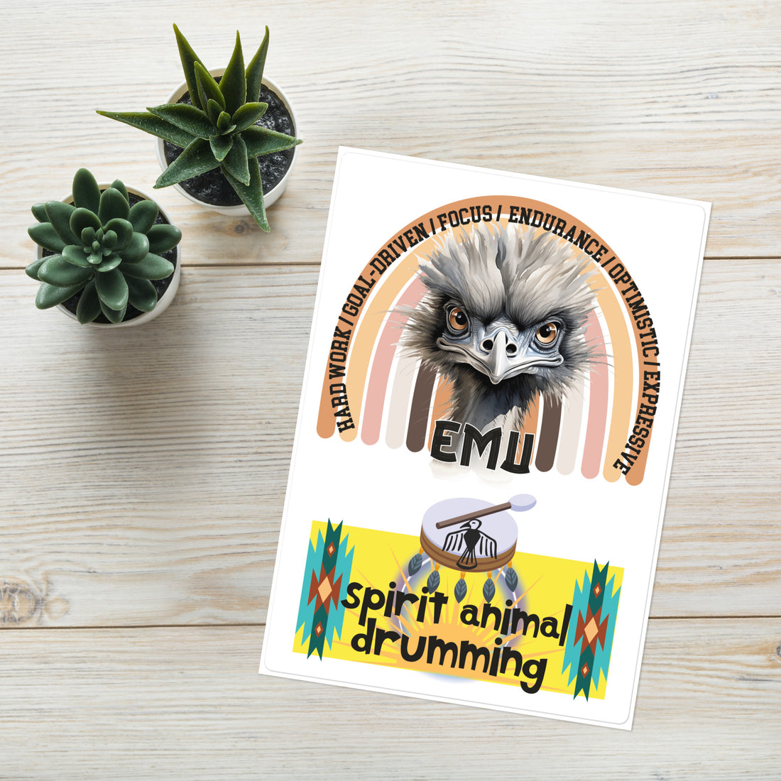 Mascot Totem Spirit Animal Guides Kiss Cut Sticker Emu: Large