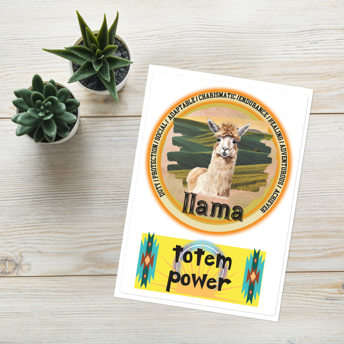 Mascot Totem Spirit Animal Guides Kiss Cut Sticker Llama: Large