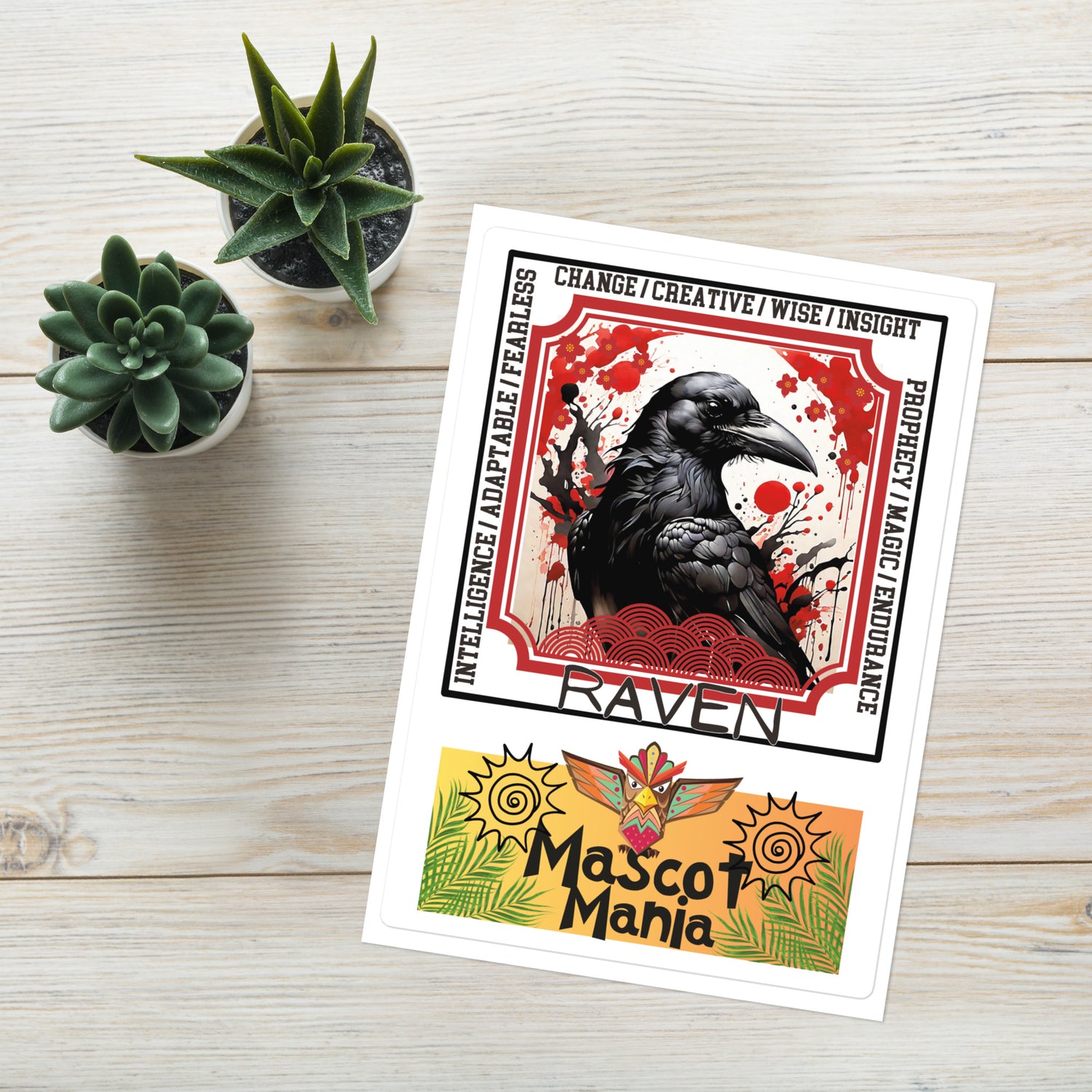 Mascot Totem Spirit Animal Guides Kiss Cut Sticker Raven: Large