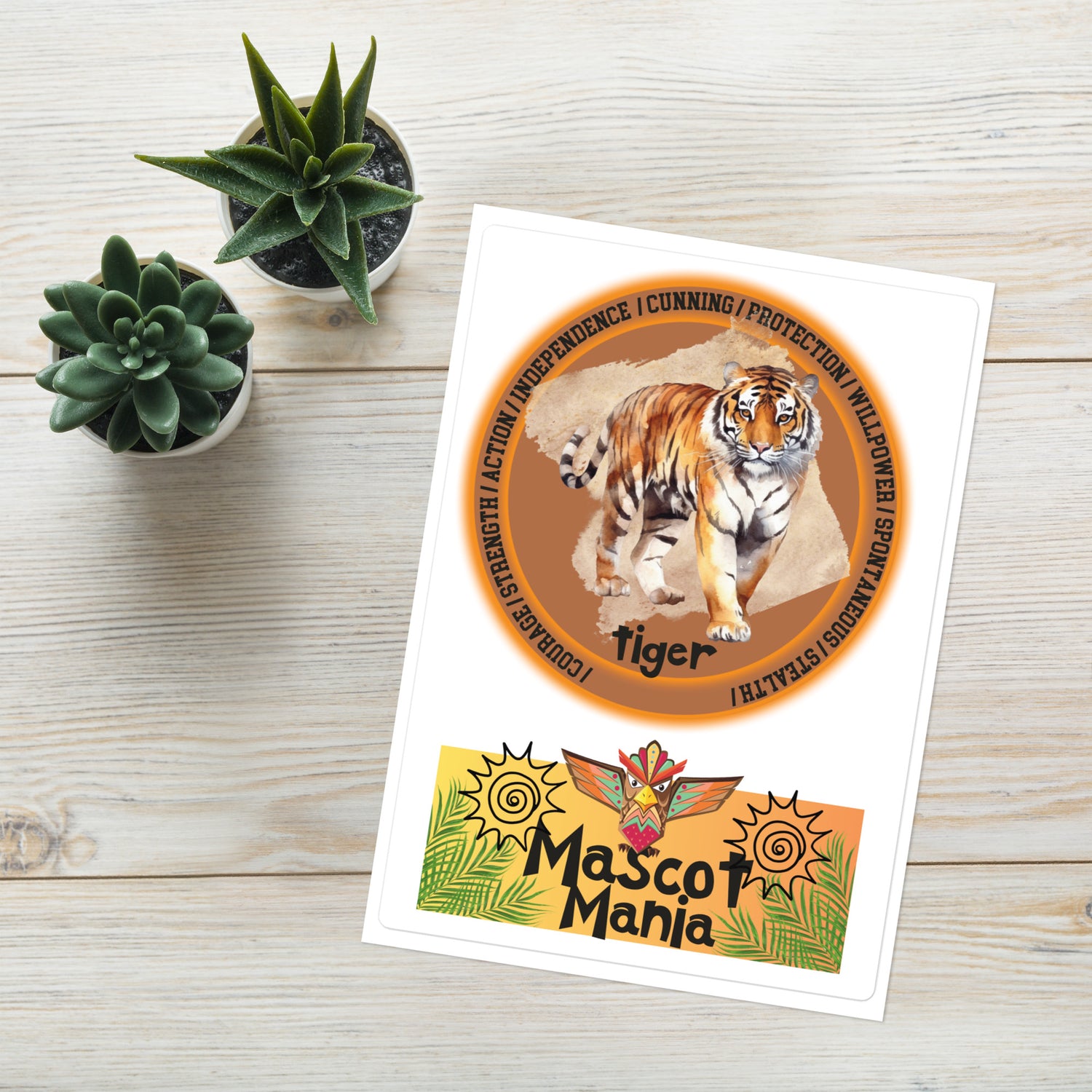 Mascot Totem Spirit Animal Guides Kiss Cut Sticker Tiger: Large