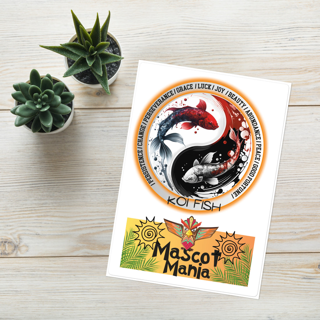 Mascot Totem Spirit Animal Guides Kiss Cut Sticker Koi Fish: Large